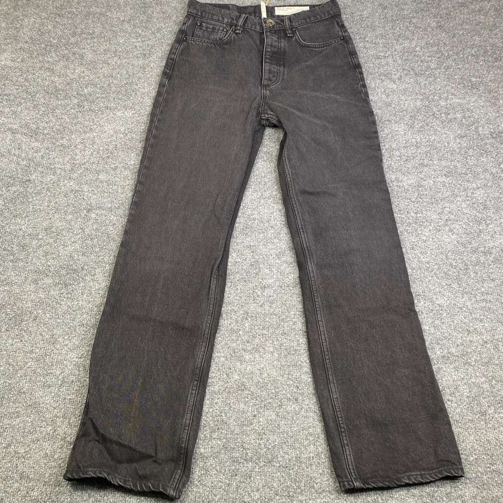 Rag & Bone Alex High-Rise Straight Jeans Black Denim WDD22F2886BBBL Womens 26